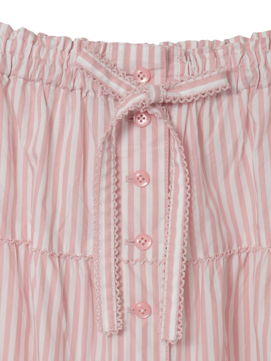 リボンいっぱいストライプスカート 詳細画像 アカ 3