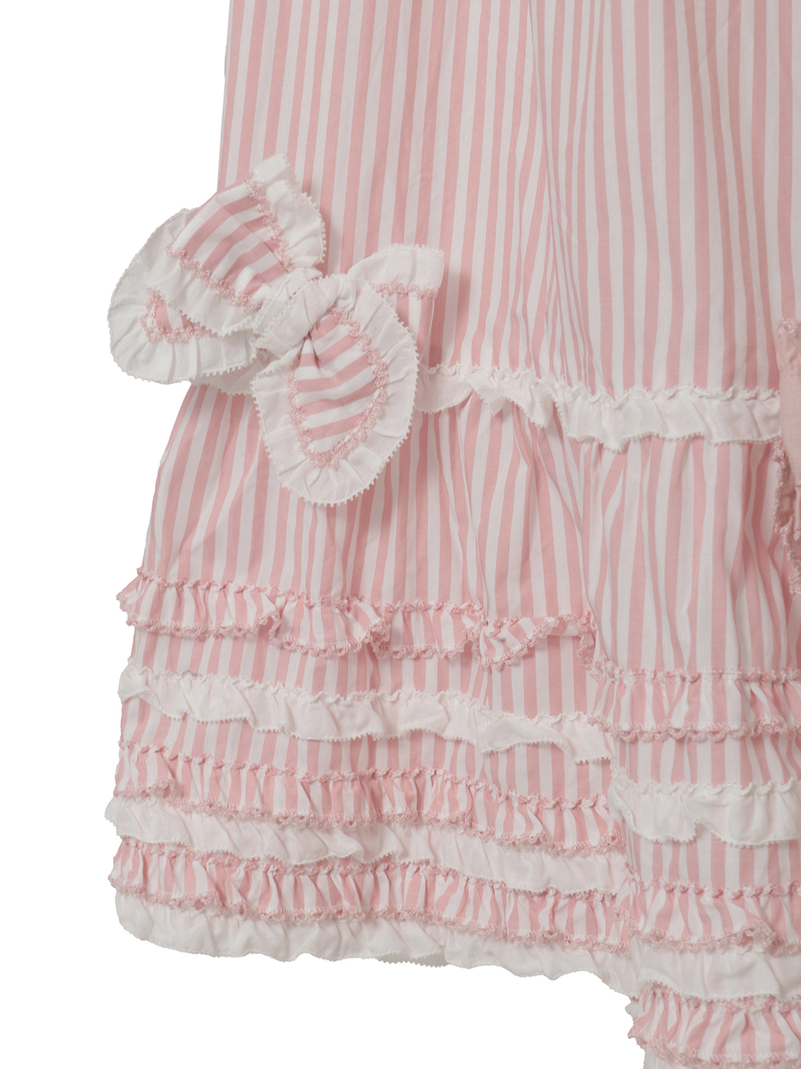 リボンいっぱいストライプスカート 詳細画像 アカ 4