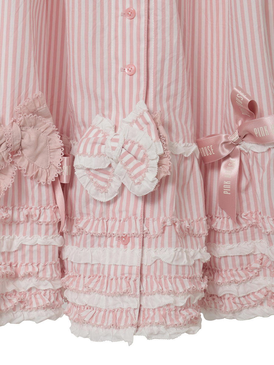 リボンいっぱいストライプスカート 詳細画像 アカ 6