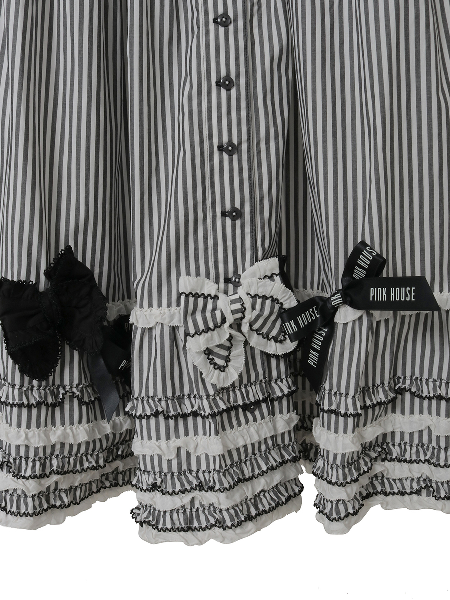 リボンいっぱいストライプスカート 詳細画像 アカ 7