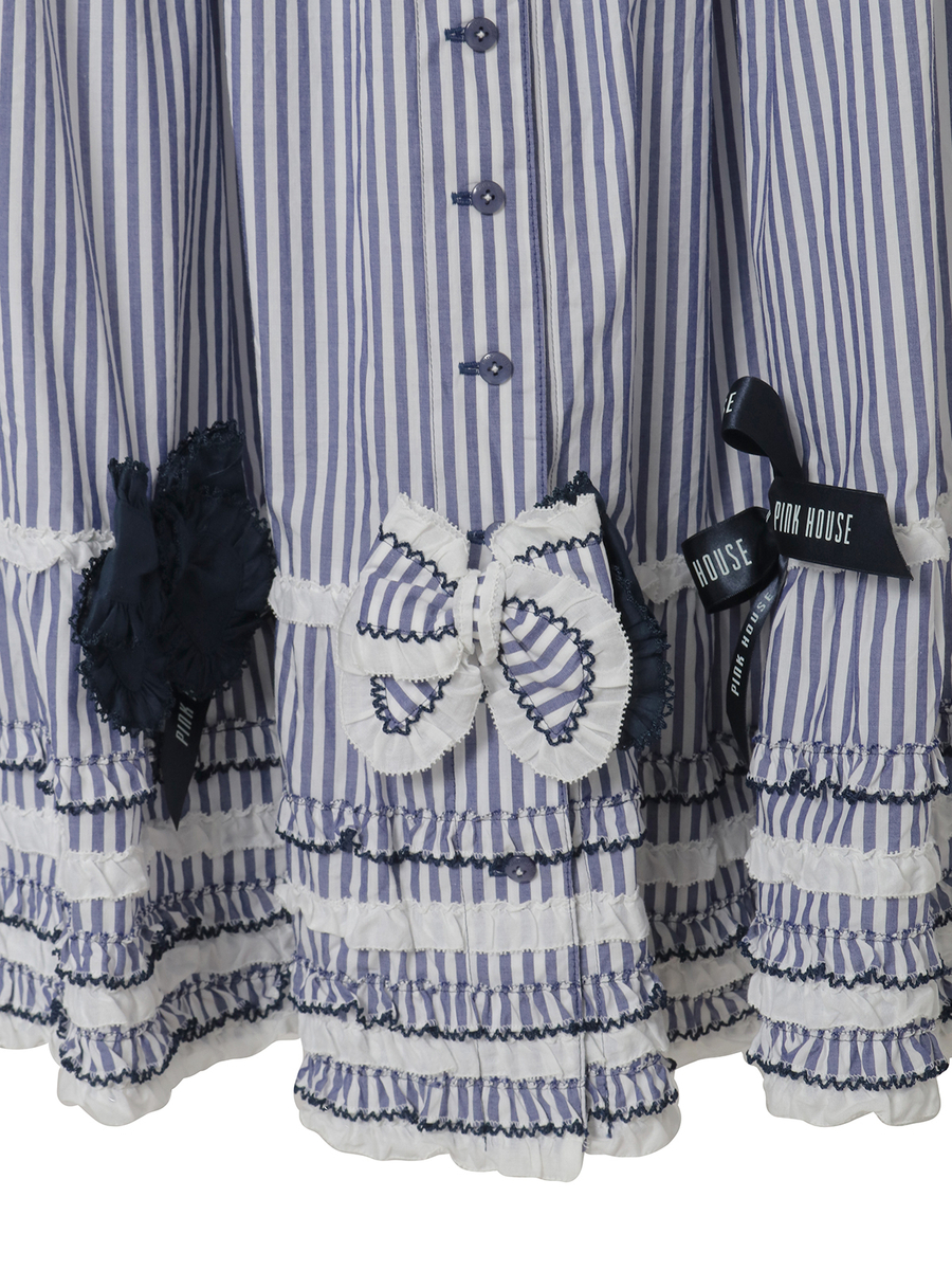 リボンいっぱいストライプスカート 詳細画像 アカ 9