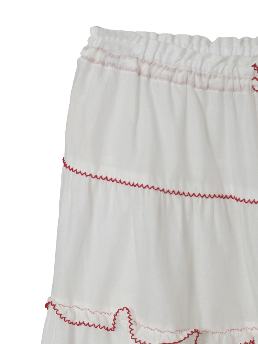さくらんぼモチーフ使いフリルスカート 詳細画像 シロ&times;アカ 4