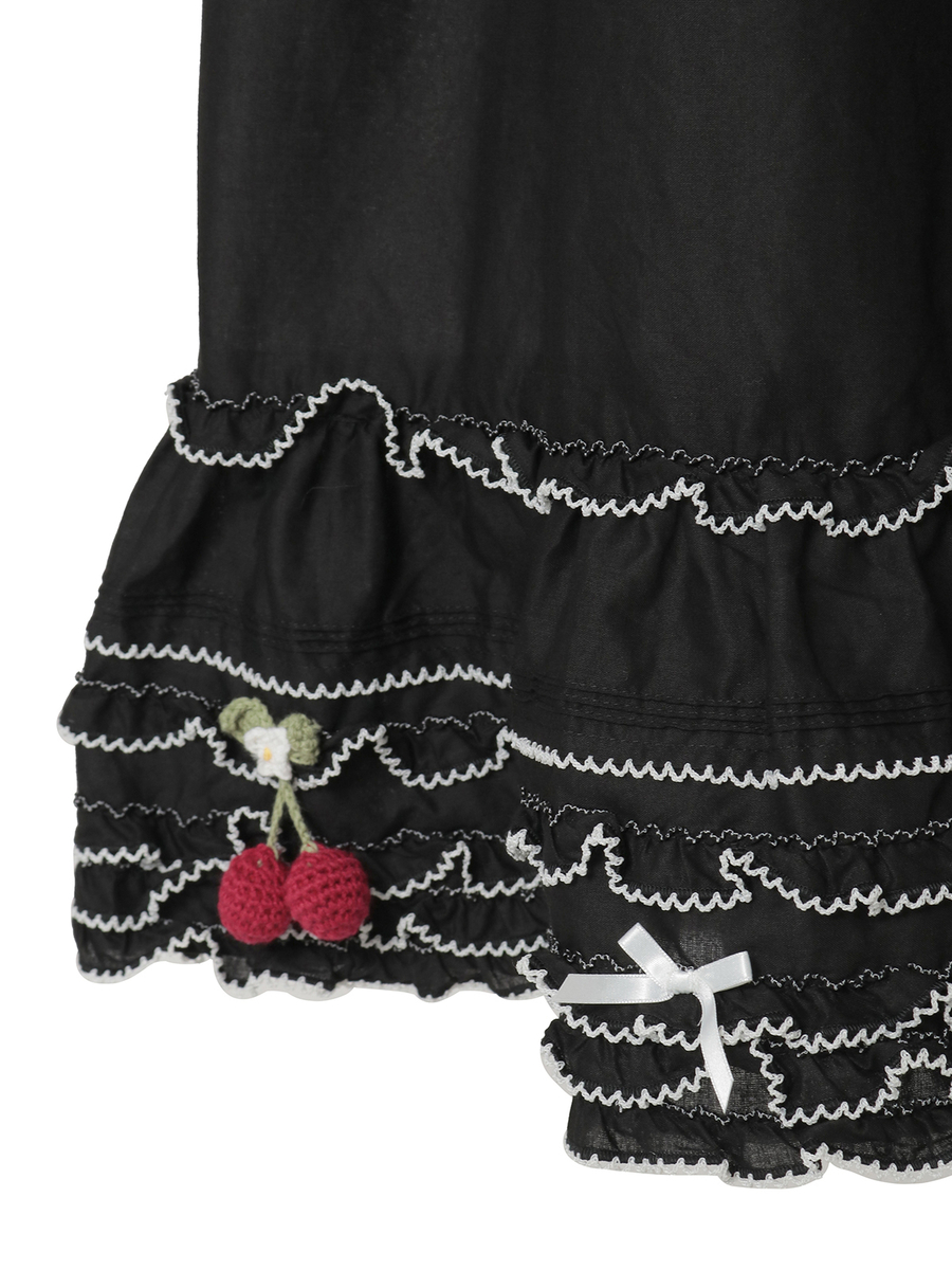 さくらんぼモチーフ使いフリルスカート 詳細画像 シロ&times;アカ 6