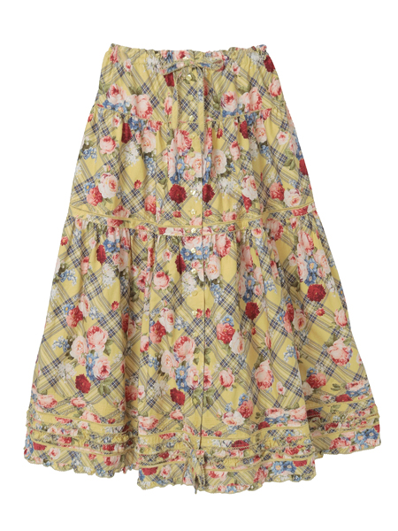 フラワーチェックプリントスカート