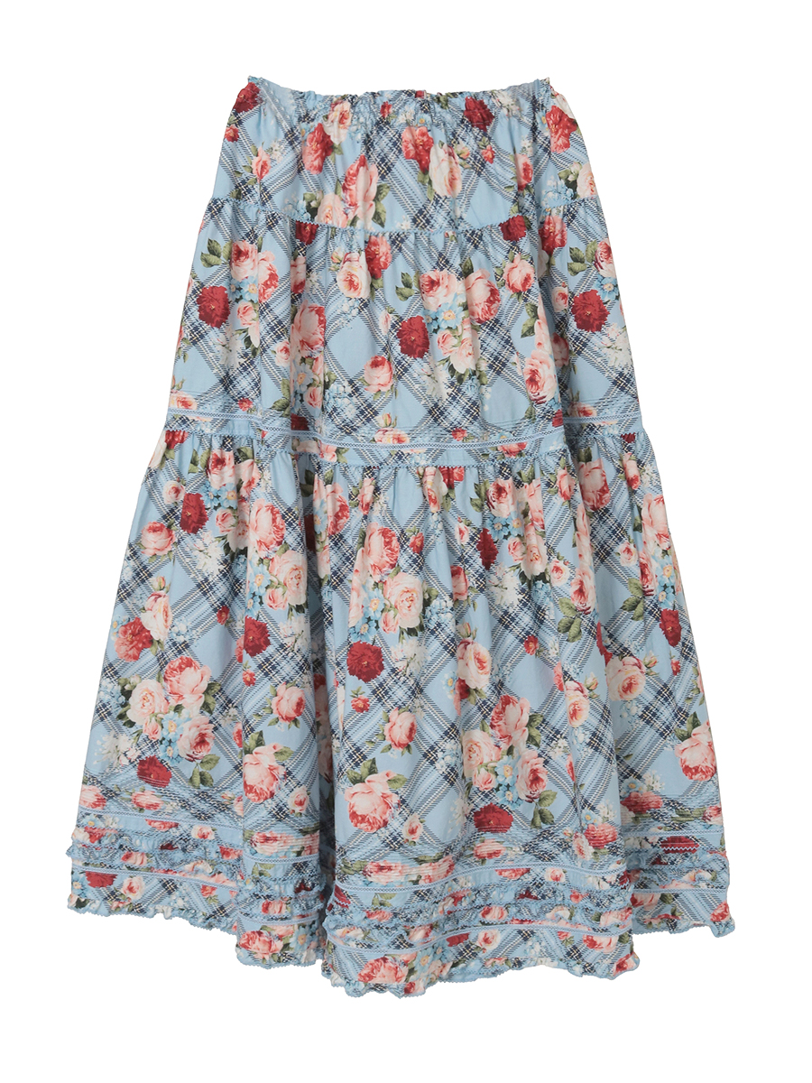 フラワーチェックプリントスカート 詳細画像 イエロー 2