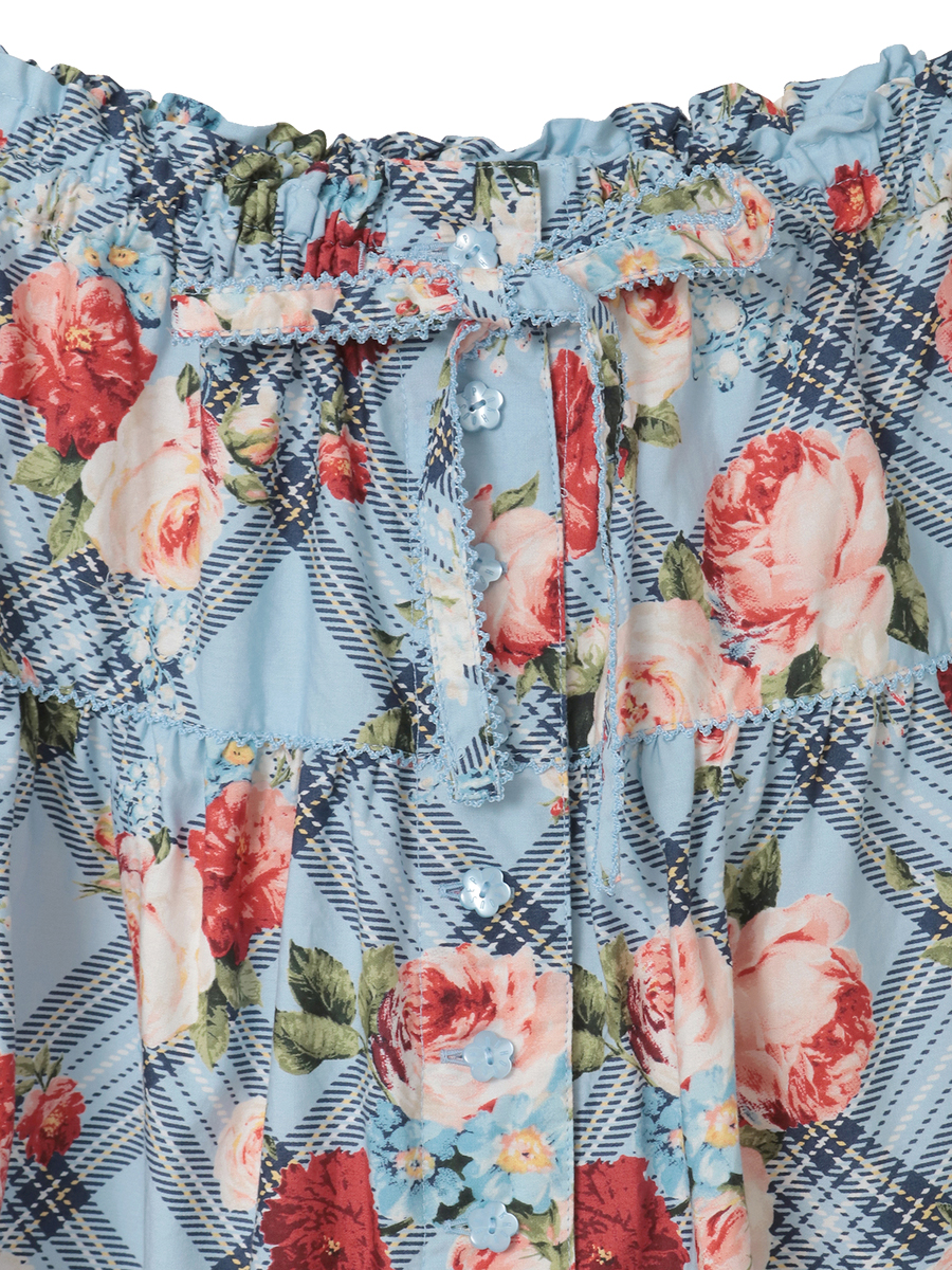 フラワーチェックプリントスカート 詳細画像 イエロー 3