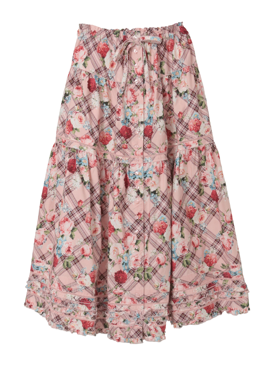 フラワーチェックプリントスカート 詳細画像 ピンク 1