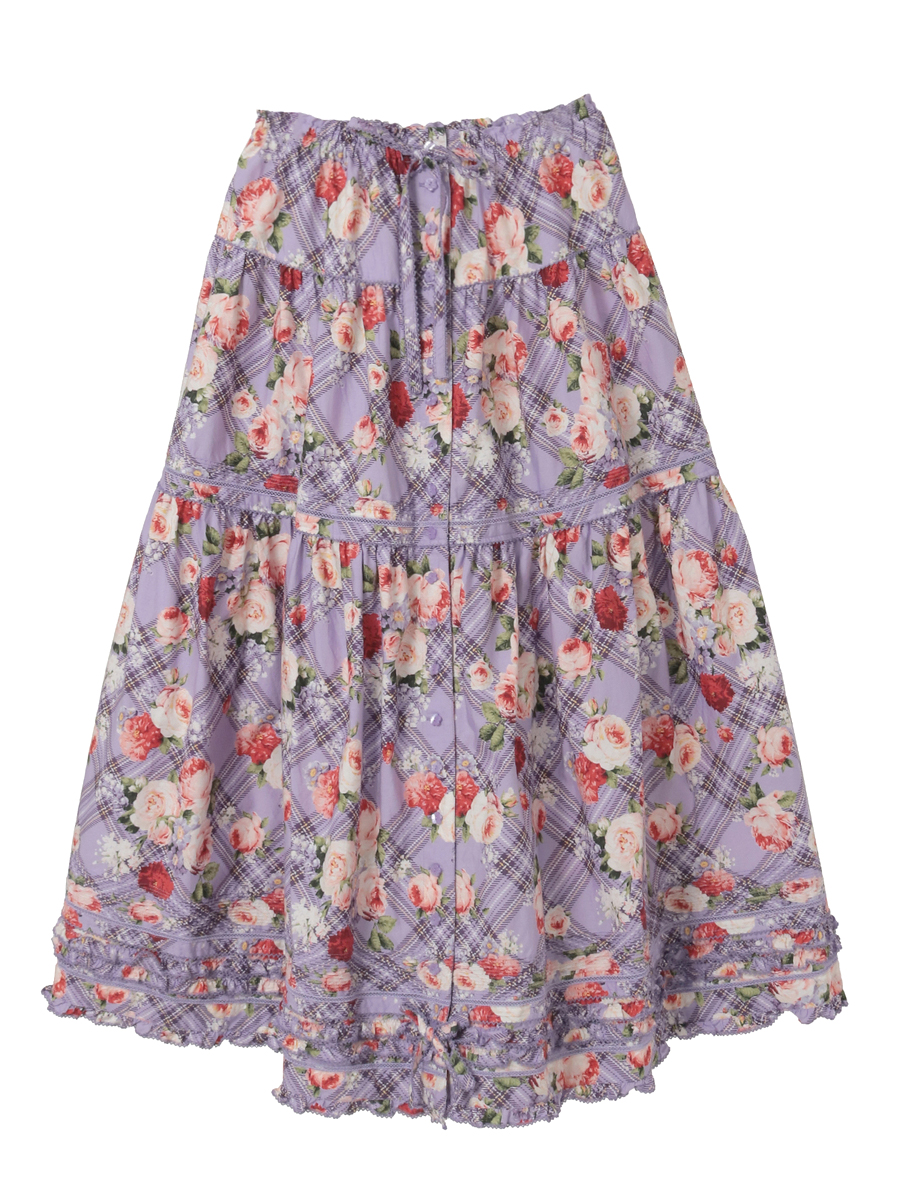 フラワーチェックプリントスカート 詳細画像 パープル 1