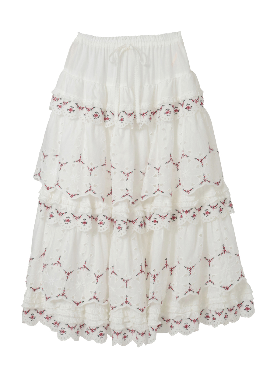 フラワーエンブレース使いスカート 詳細画像 ブルー 1