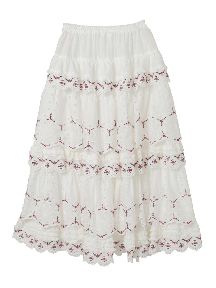 フラワーエンブレース使いスカート 詳細画像 ブルー 2