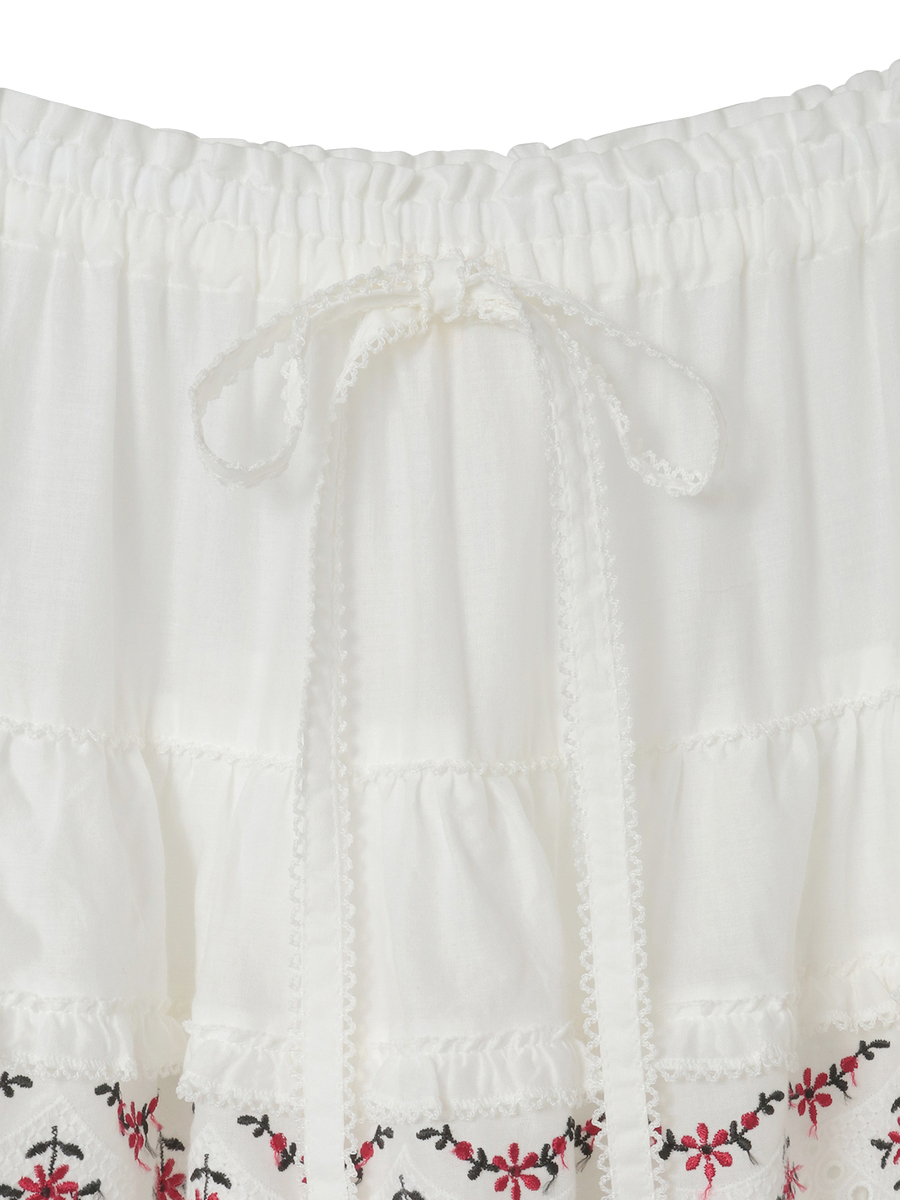 フラワーエンブレース使いスカート 詳細画像 ブルー 3