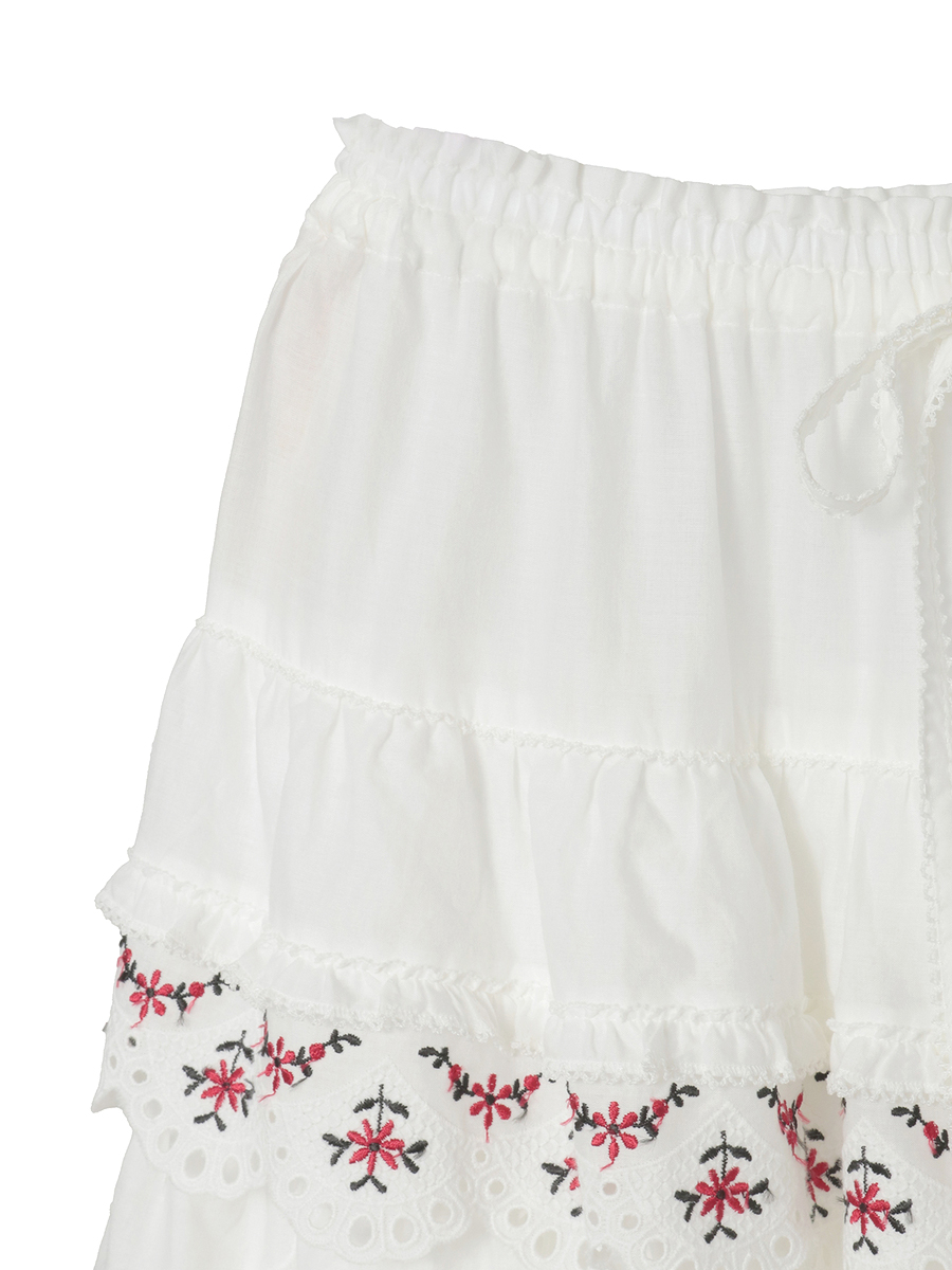 フラワーエンブレース使いスカート 詳細画像 ブルー 5