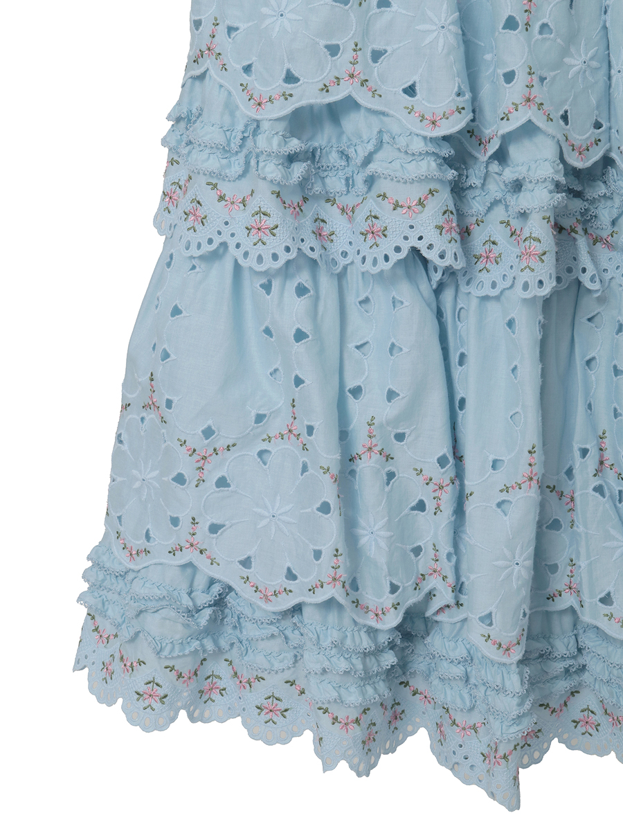 フラワーエンブレース使いスカート 詳細画像 ブルー 6
