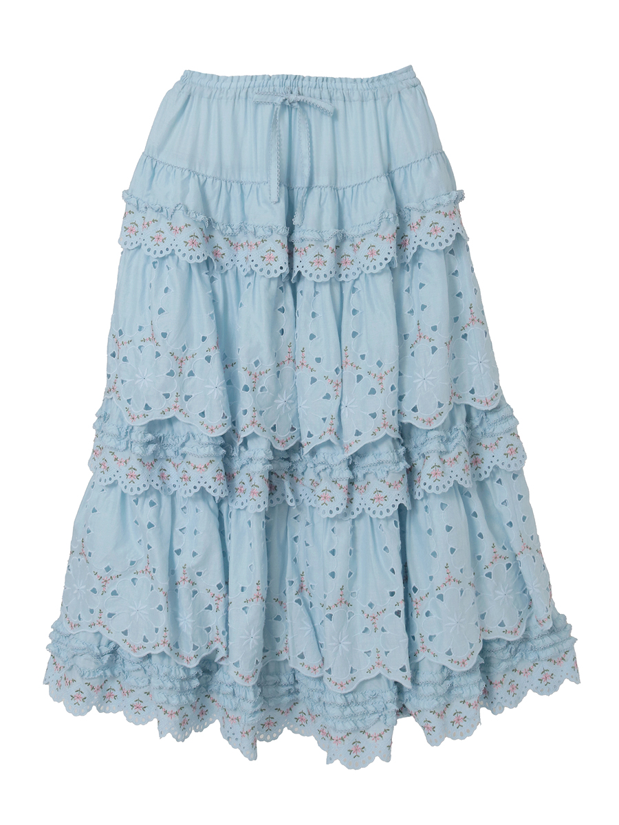 フラワーエンブレース使いスカート 詳細画像 ブルー 1