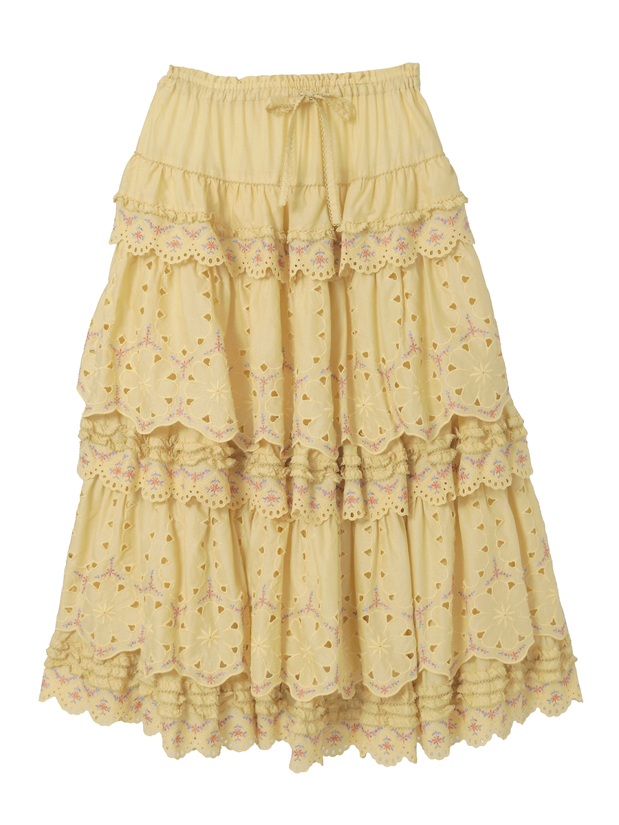 フラワーエンブレース使いスカート 詳細画像 イエロー 1