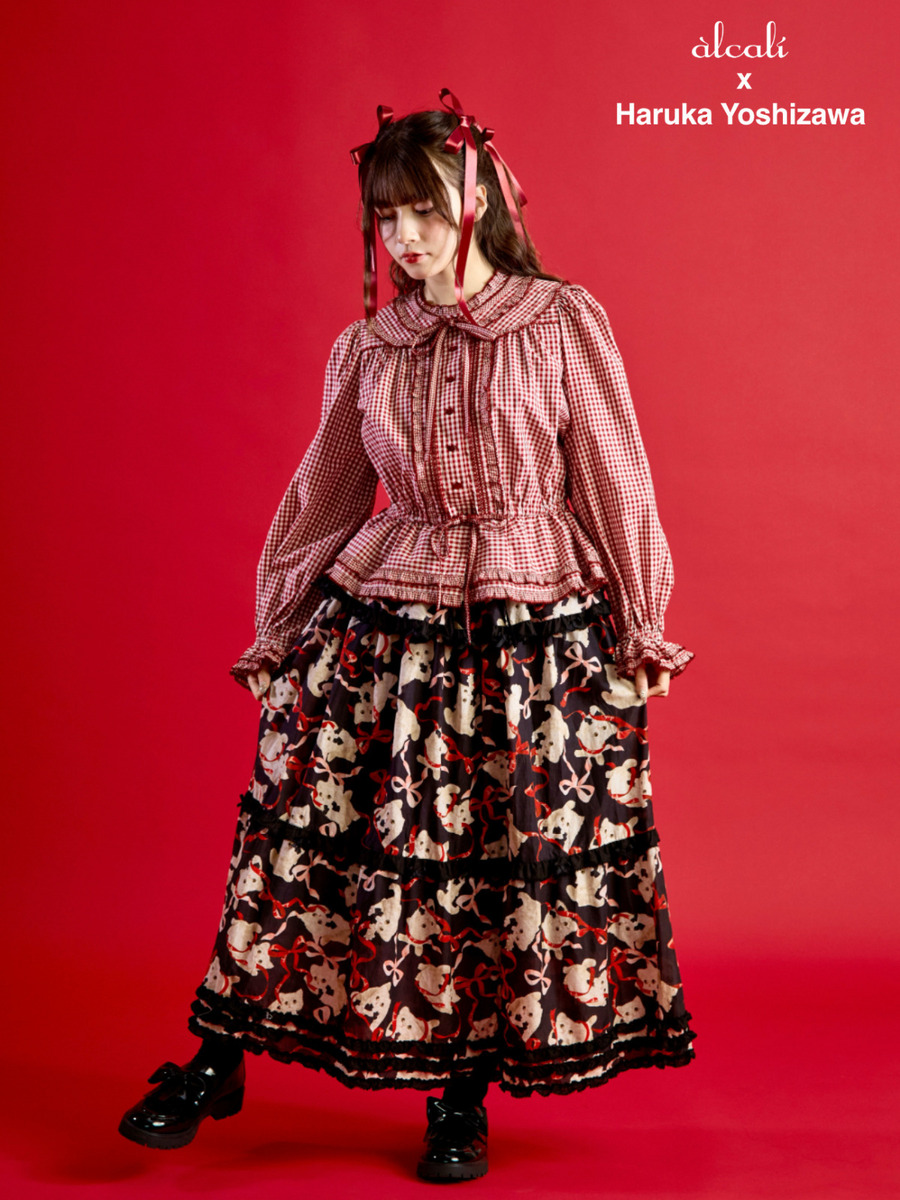 【alcali x Haruka Yoshizawa】マンチカンリボンスカート 詳細画像 ブラック 1