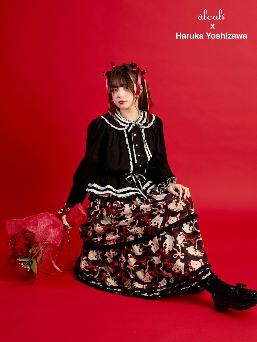 【alcali x Haruka Yoshizawa】マンチカンリボンスカート 詳細画像 ブラック 3