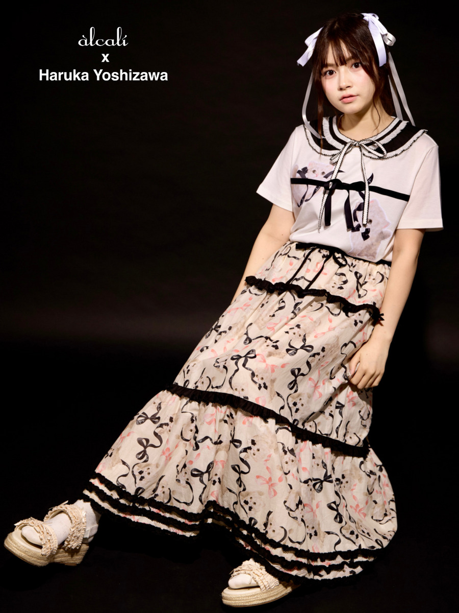 【alcali x Haruka Yoshizawa】マンチカンリボンスカート 詳細画像 キナリ 1