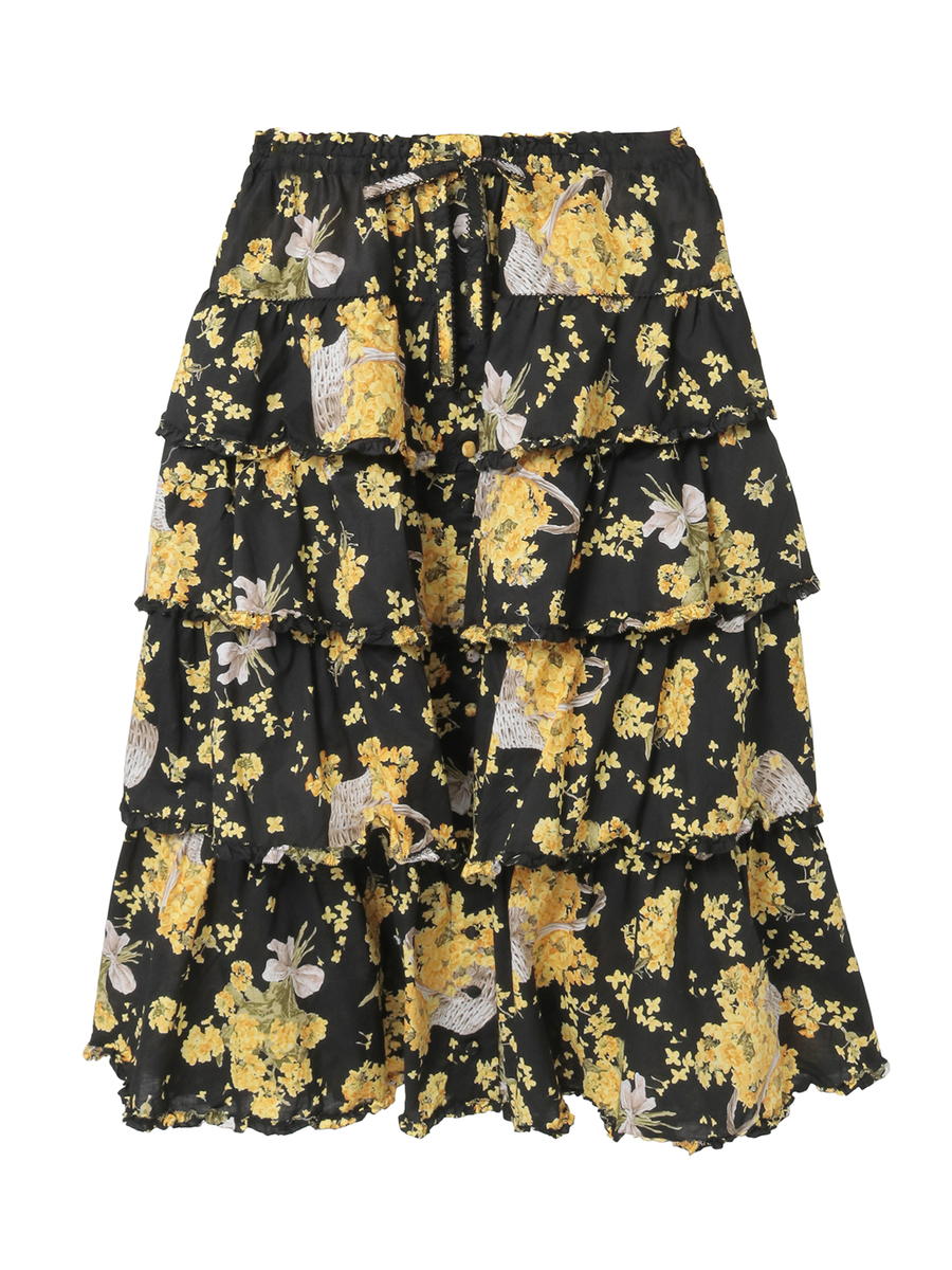 なのはなプリントスカート 詳細画像 クロ 1