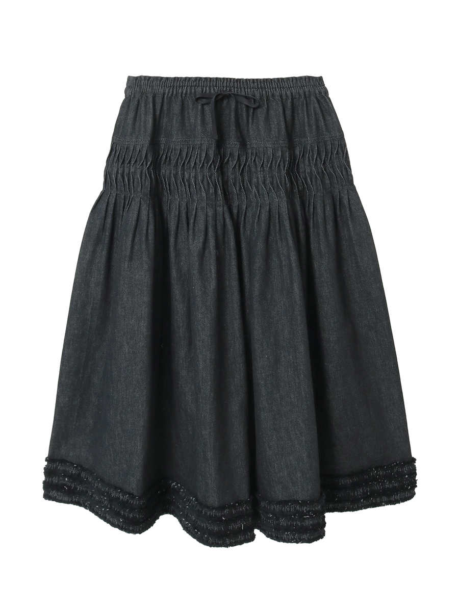 ムラ糸デニムスカート 詳細画像 クロ 1