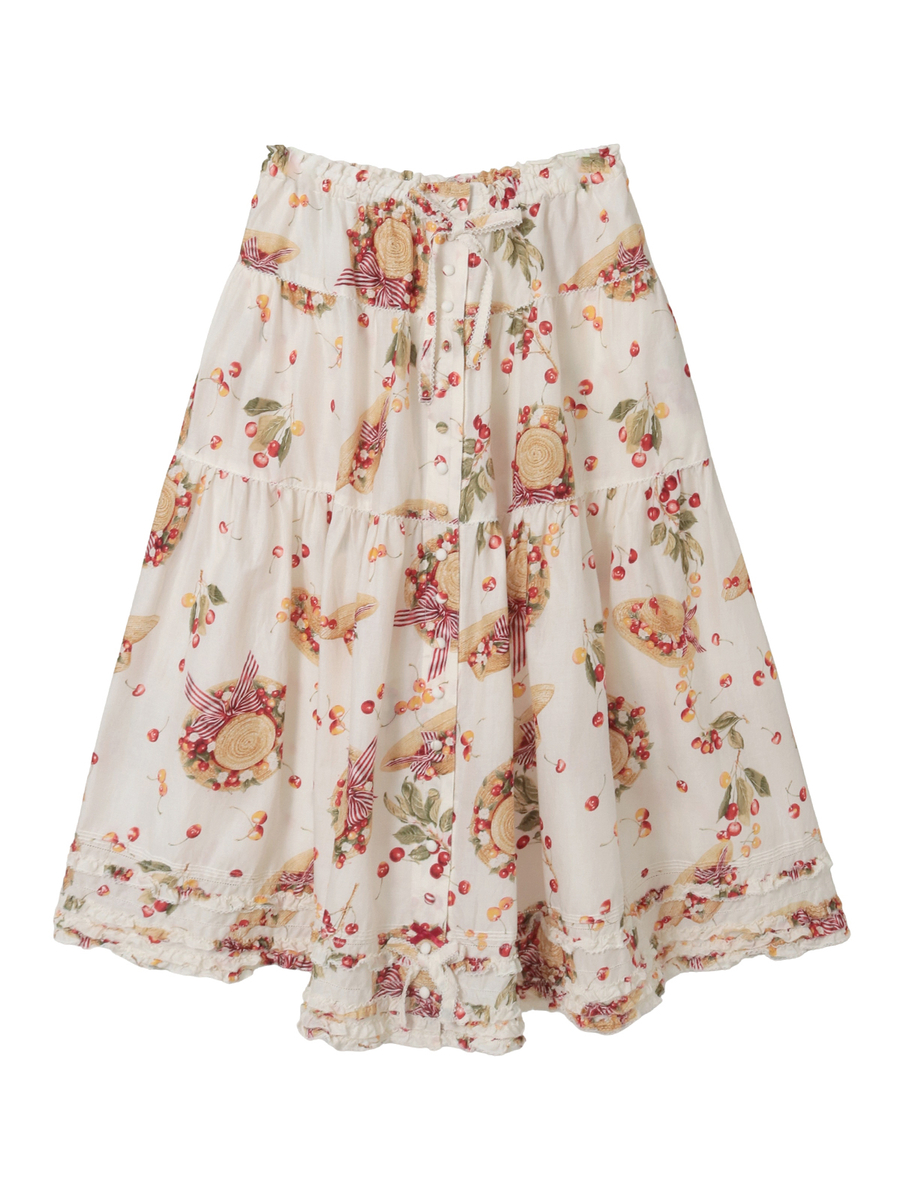 さくらんぼの日曜日プリントスカート 詳細画像 シロ 1