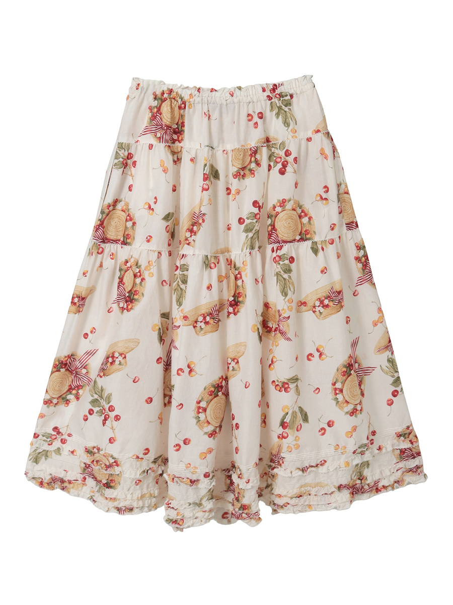 さくらんぼの日曜日プリントスカート 詳細画像 シロ 2