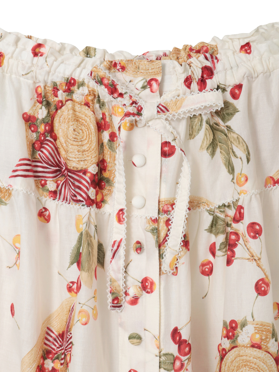 さくらんぼの日曜日プリントスカート 詳細画像 シロ 4