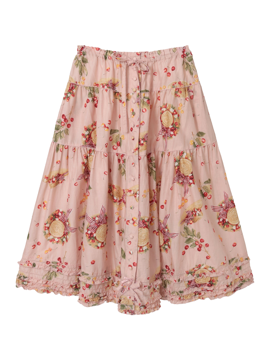 さくらんぼの日曜日プリントスカート 詳細画像 ピンク 1
