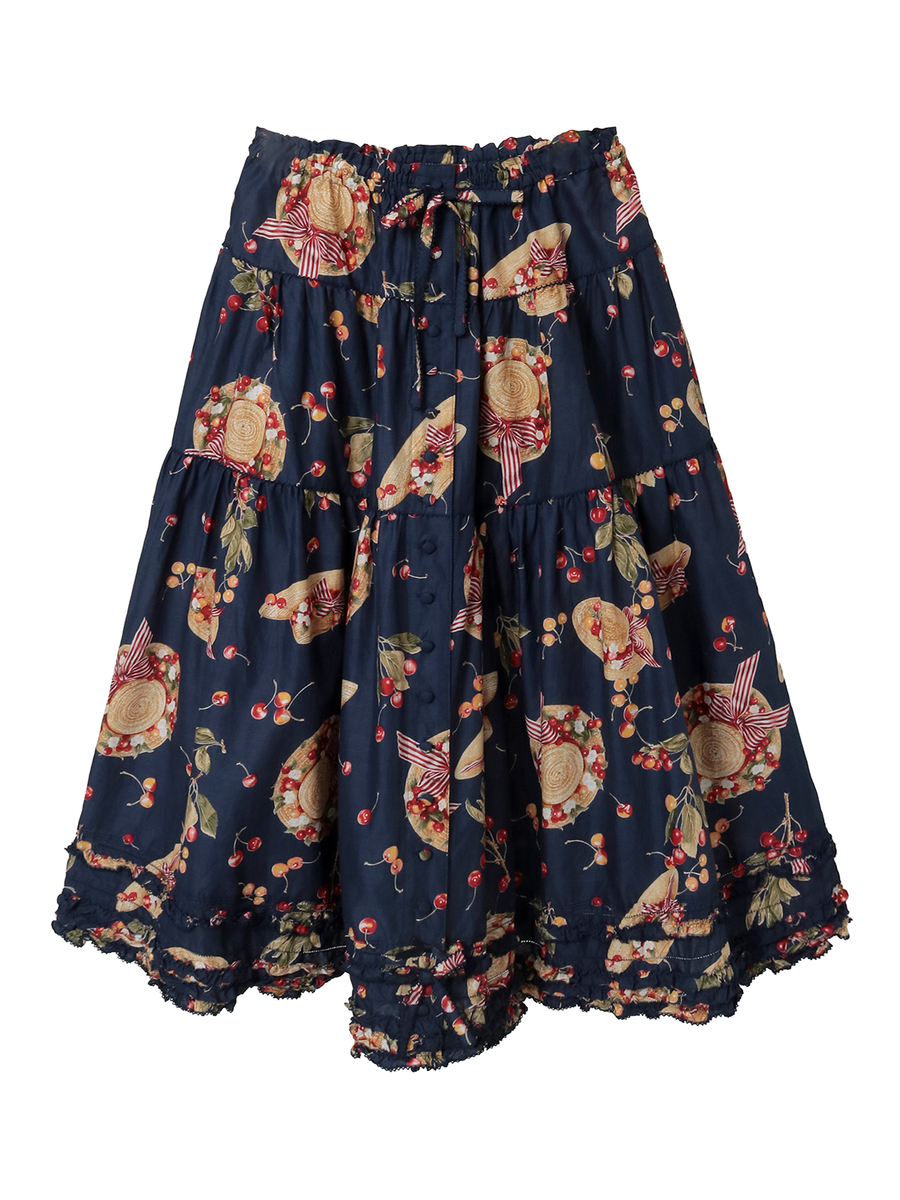 さくらんぼの日曜日プリントスカート 詳細画像 ネイビー 1