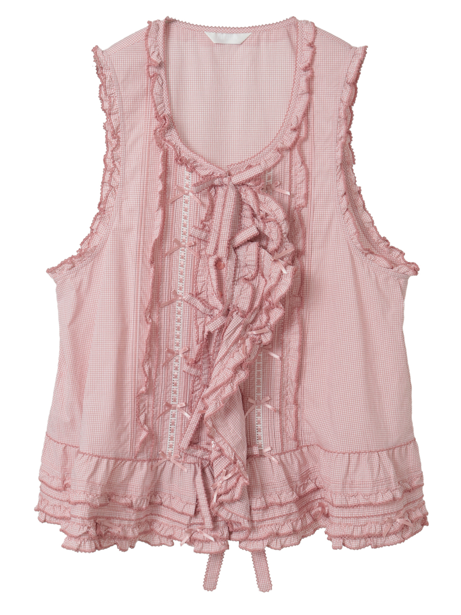 リボンモチーフいっぱいベストブラウス 詳細画像 ピンク 1