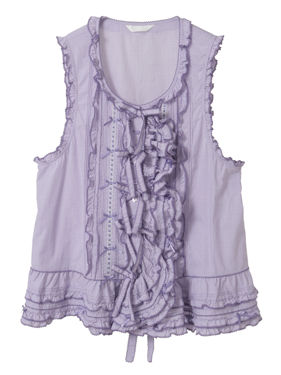 リボンモチーフいっぱいベストブラウス 詳細画像 ラベンダー 1