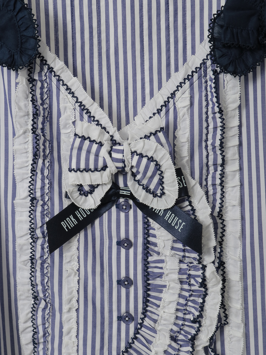 ローンフリル使いストライプベストブラウス 詳細画像 ピンク 12