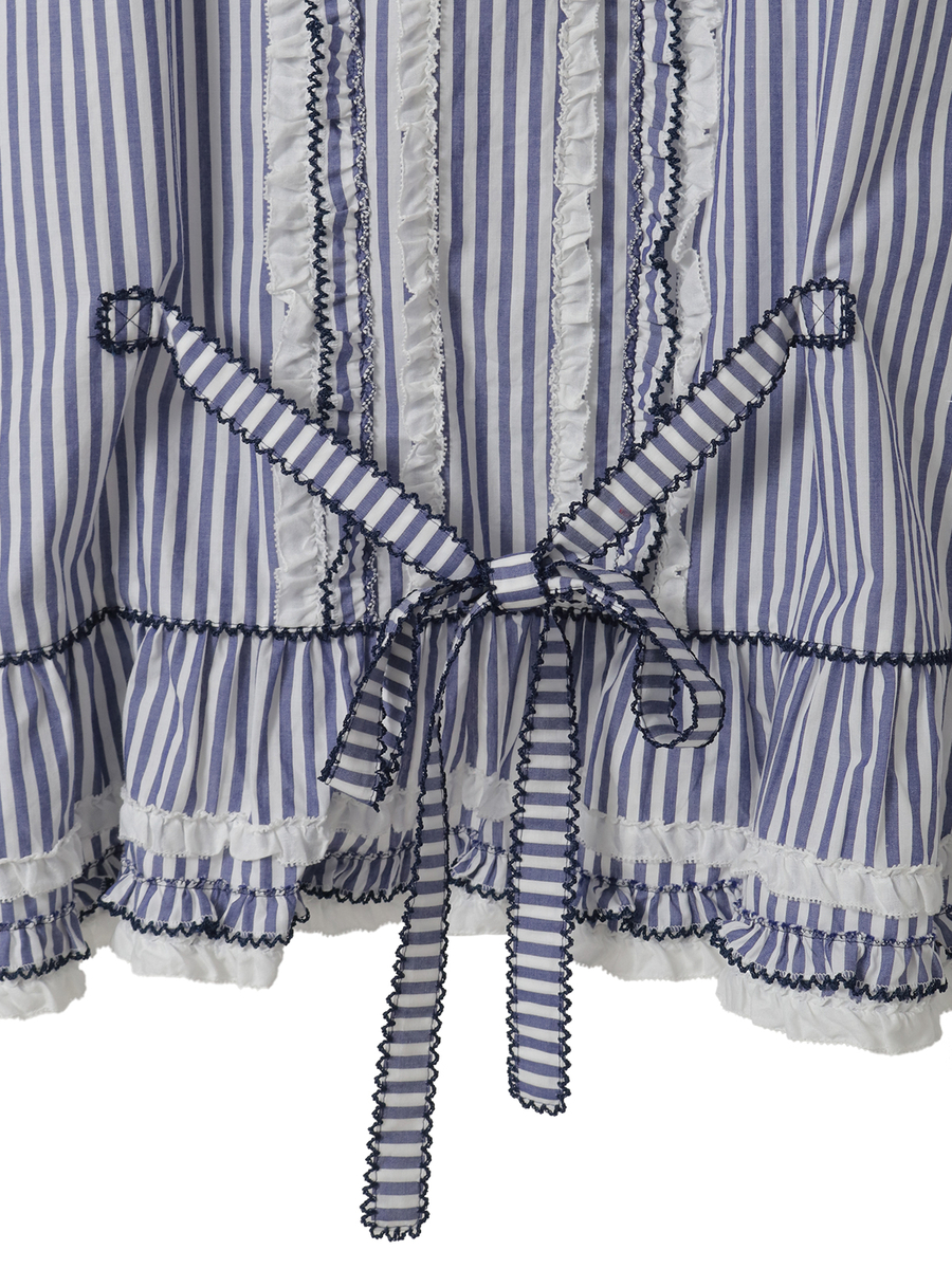 ローンフリル使いストライプベストブラウス 詳細画像 ピンク 13