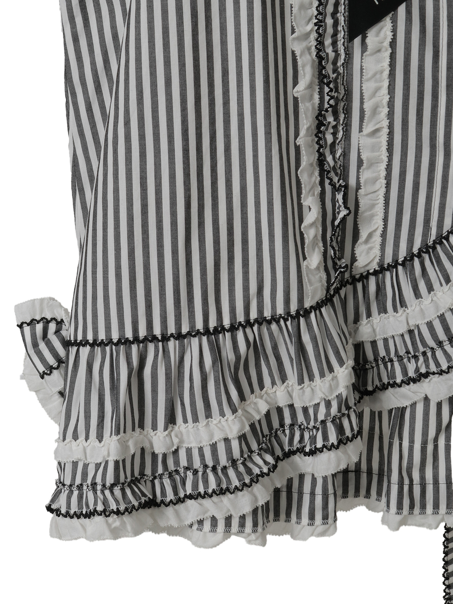 ローンフリル使いストライプベストブラウス 詳細画像 ピンク 5