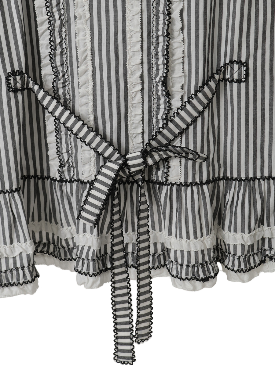 ローンフリル使いストライプベストブラウス 詳細画像 ピンク 7