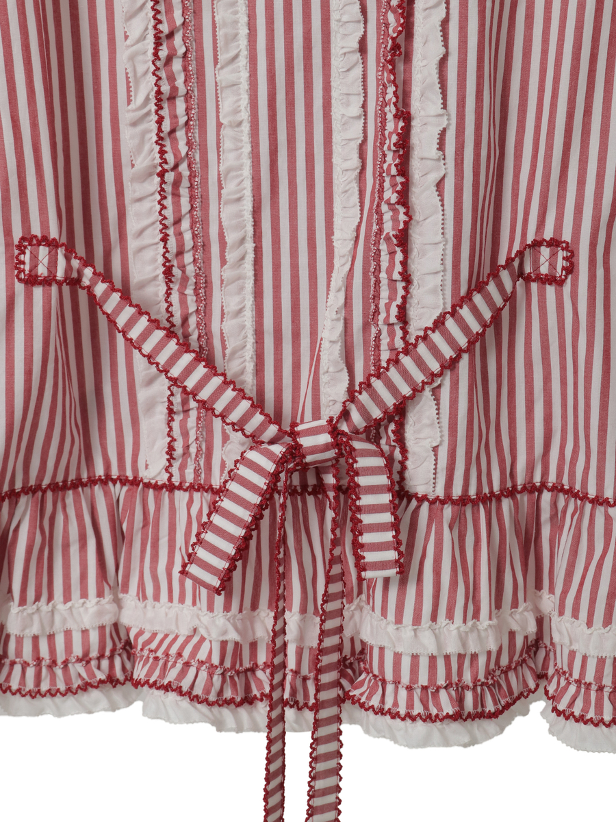 ローンフリル使いストライプベストブラウス 詳細画像 ピンク 9