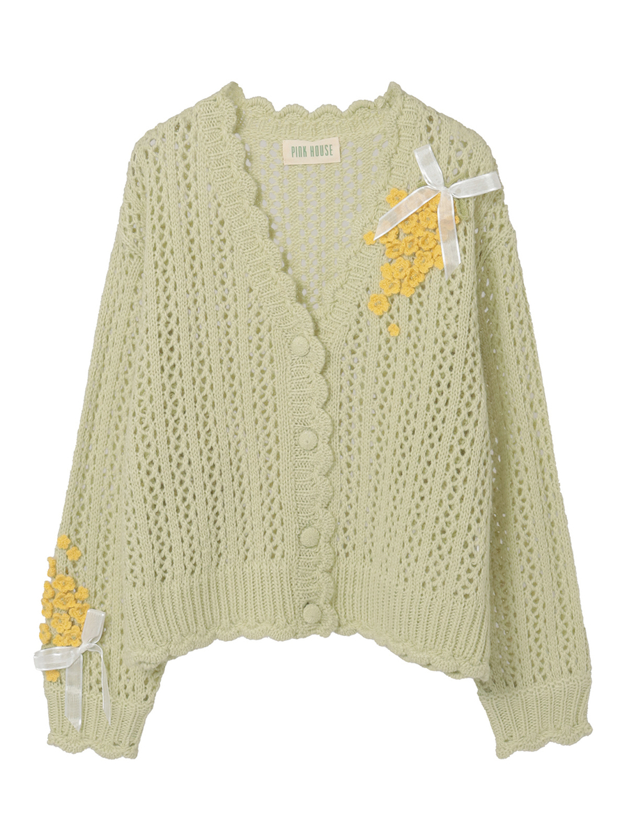 なのはなモチーフカーディガン 詳細画像 シロ 1