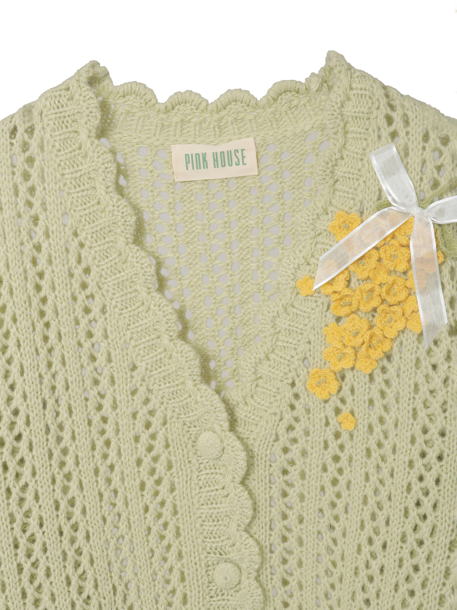 なのはなモチーフカーディガン 詳細画像 シロ 3