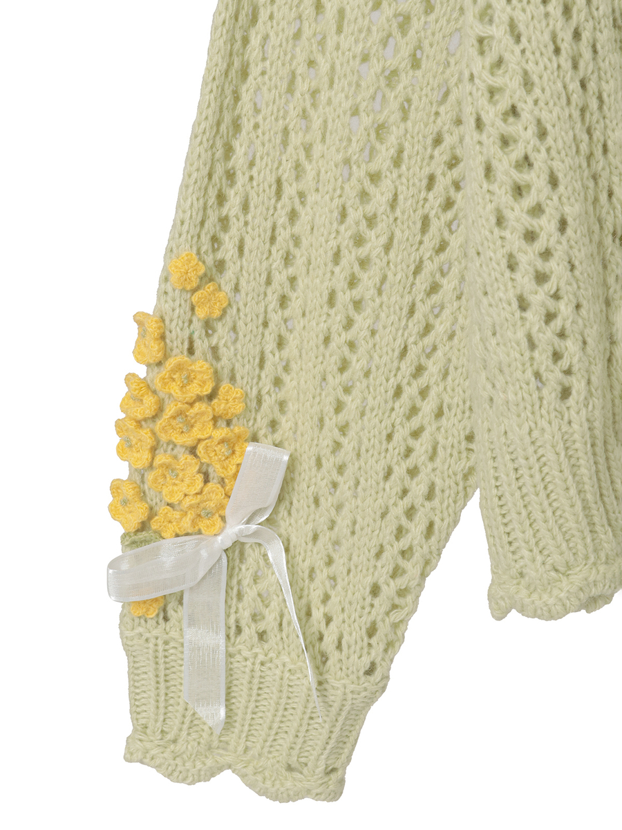 なのはなモチーフカーディガン 詳細画像 シロ 4