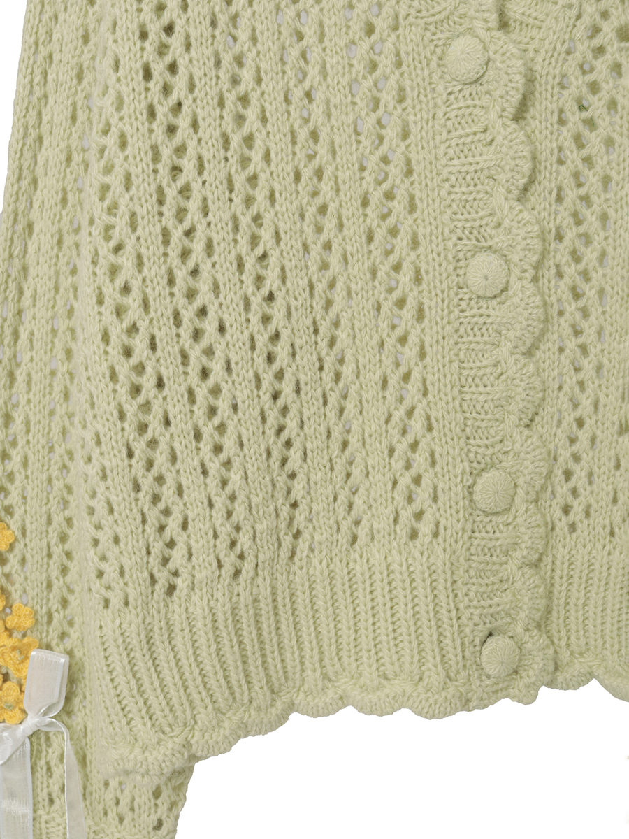 なのはなモチーフカーディガン 詳細画像 シロ 5