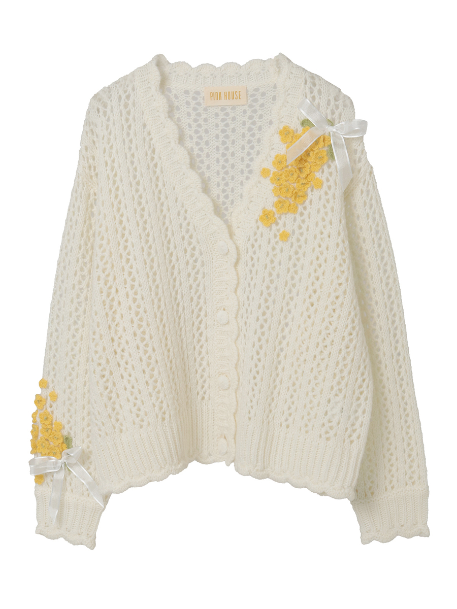 なのはなモチーフカーディガン 詳細画像 シロ 1