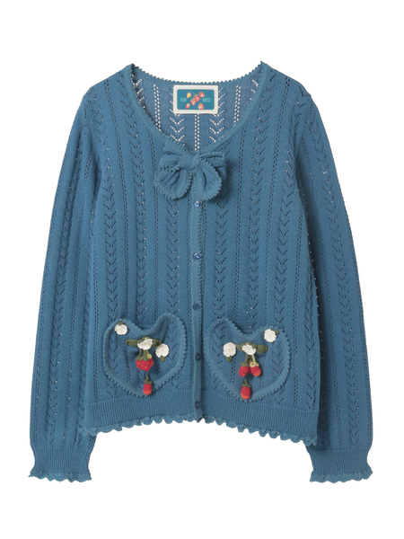 苺モチーフ使いカーディガン