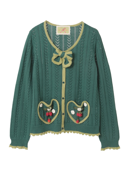 苺モチーフ使いカーディガン