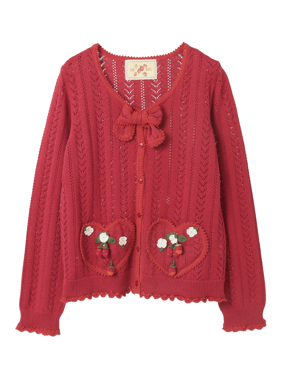 苺モチーフ使いカーディガン 詳細画像 アカ 1