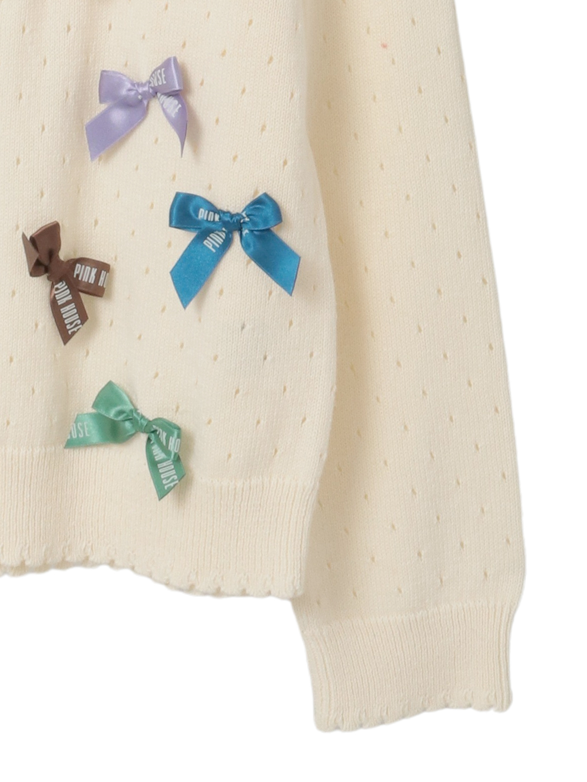 予約】カラフルリボンいっぱいニットカーディガン｜ピンクハウス