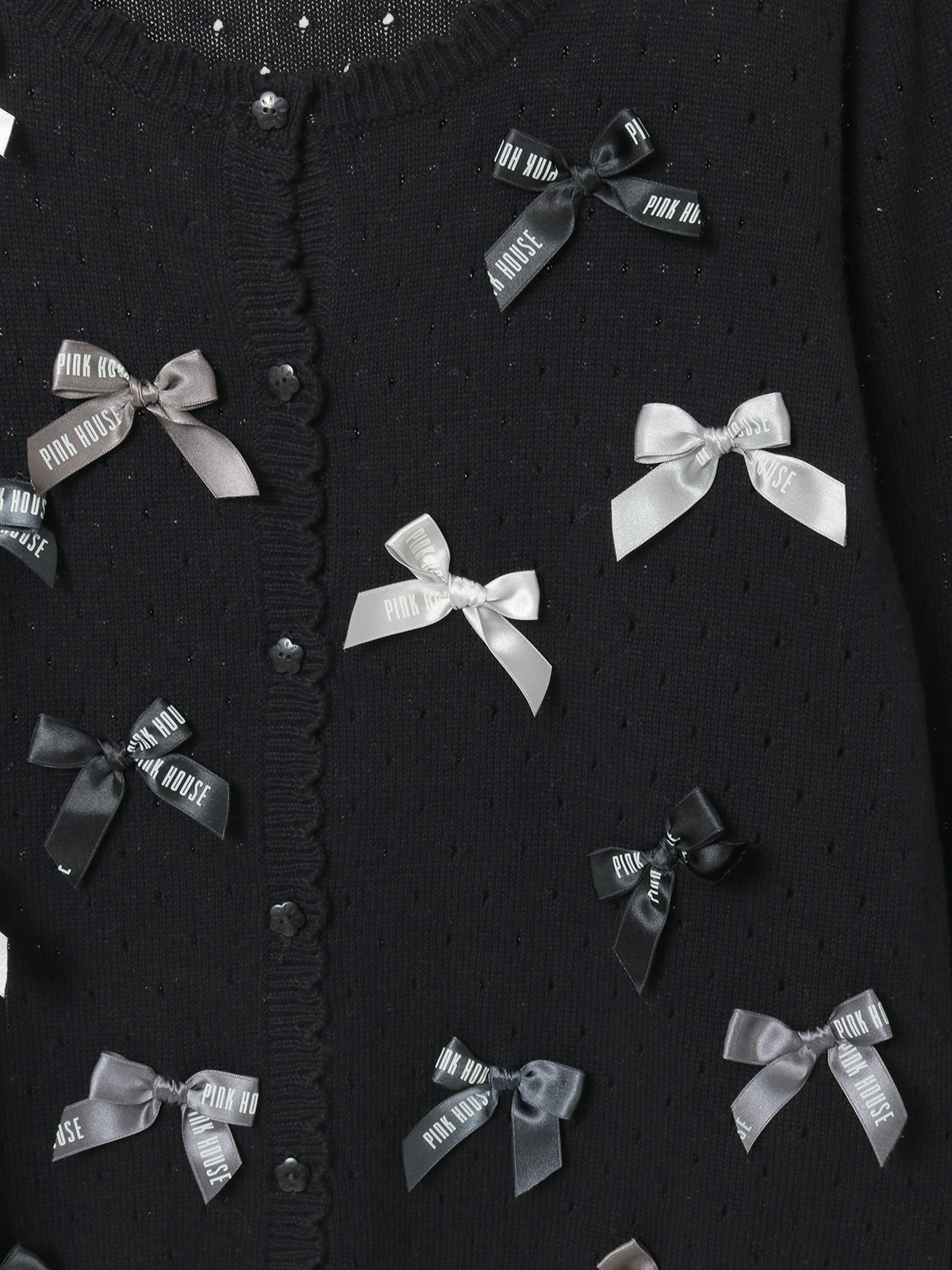 予約】カラフルリボンいっぱいニットカーディガン｜ピンクハウス