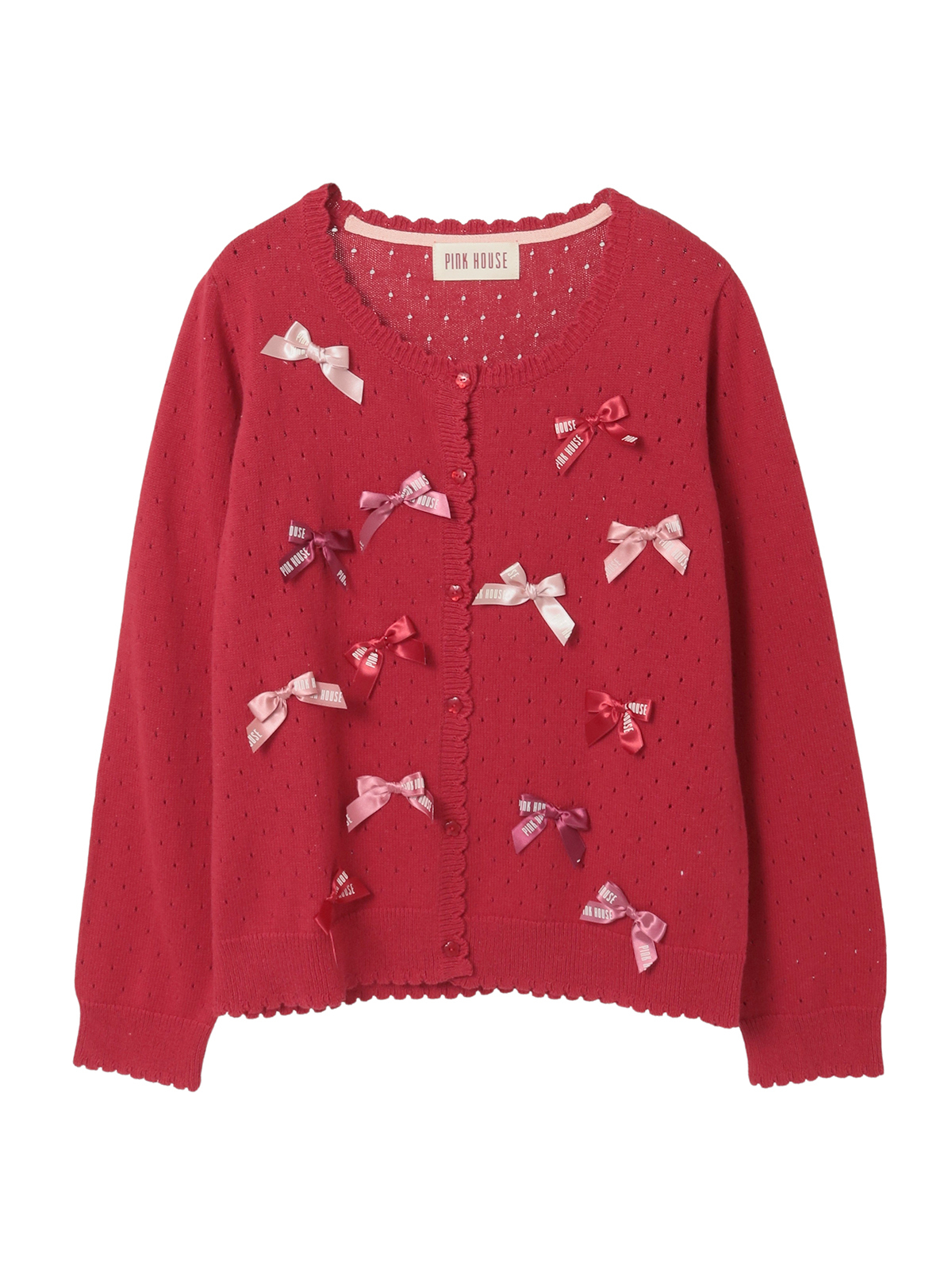 予約】カラフルリボンいっぱいニットカーディガン｜ピンクハウス