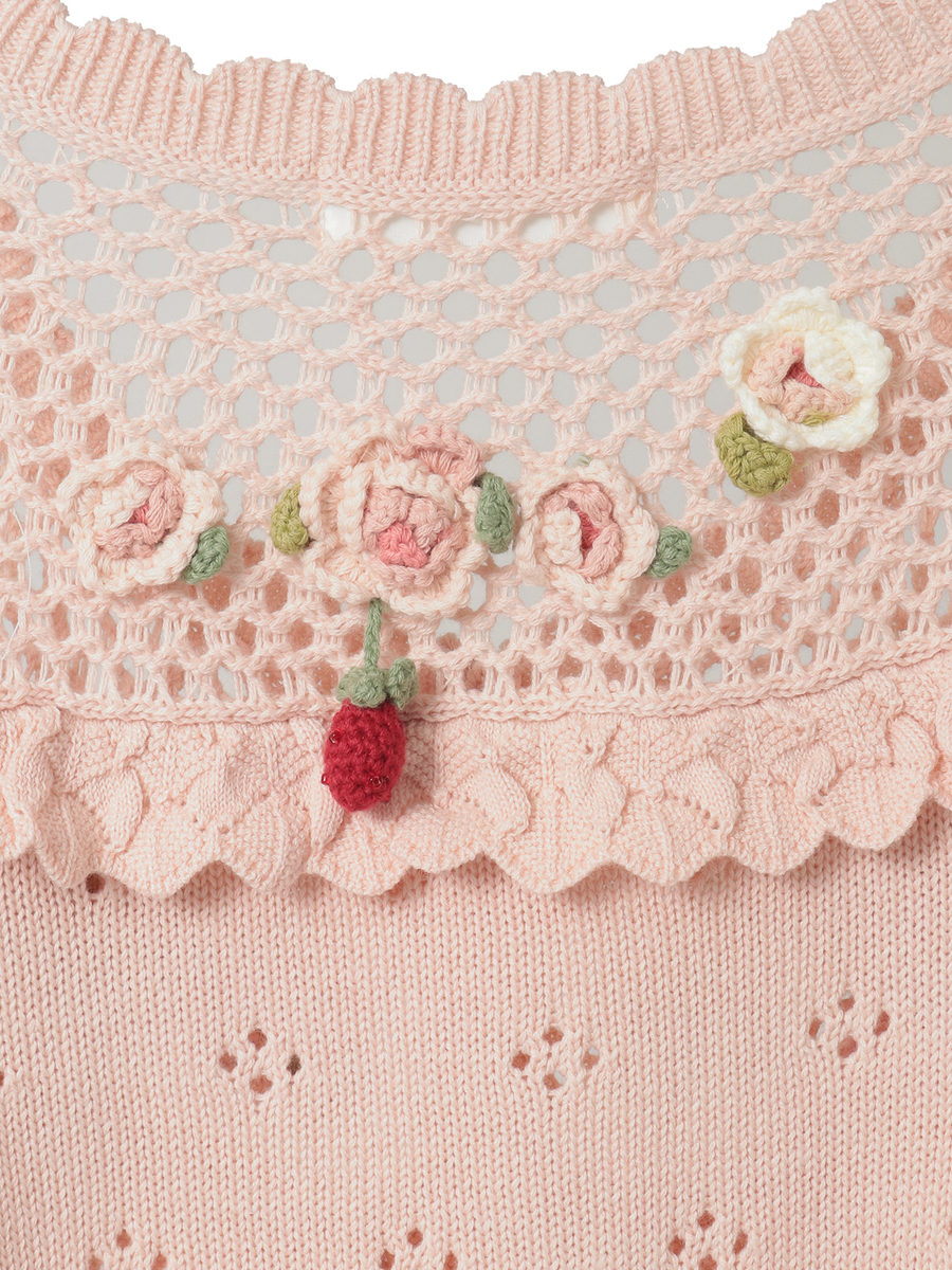 テディ＆ローズモチーフヨークニットカーディガン 詳細画像 クロ 11