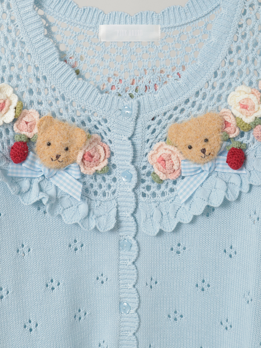 テディ＆ローズモチーフヨークニットカーディガン 詳細画像 クロ 12
