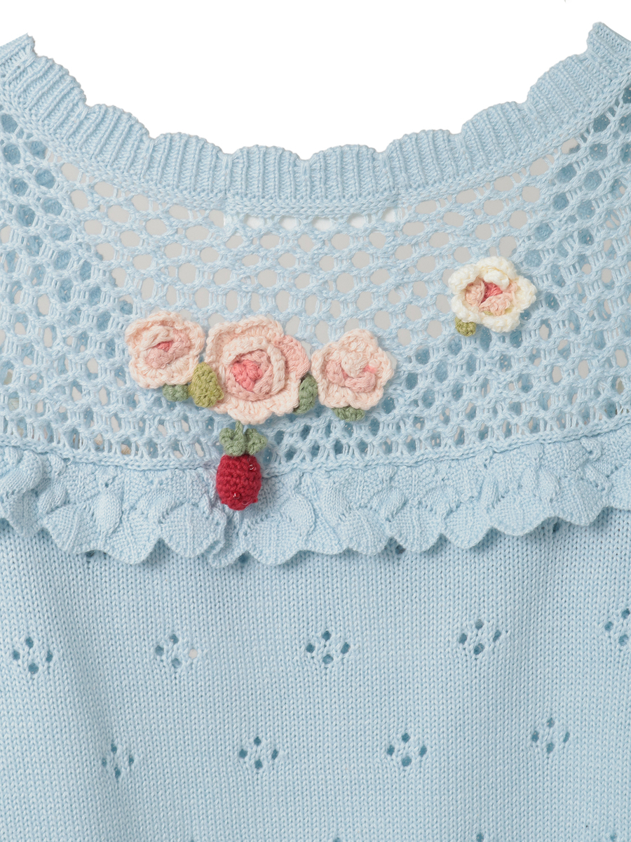 テディ＆ローズモチーフヨークニットカーディガン 詳細画像 クロ 13